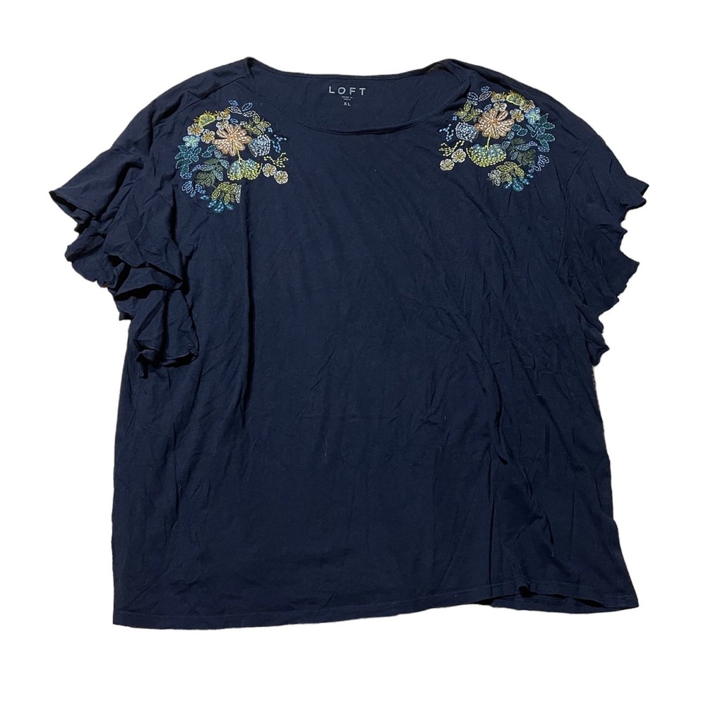Loft flutter sleeve knit top